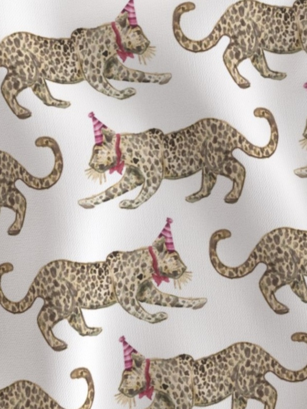 Upholstery fabric - Party leopard Print - White and Pink - cotton canvas 4 yards